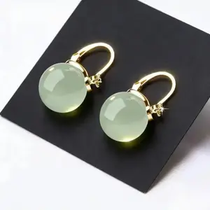 Women's Jade Drop Earrings, Hypoallergenic Earrings for Sensitive Ears, Lightweight Natural Green Jade Jewelry, Minimalist Aesthetic, Nickel-Free Anti-Allergy Design, All-Day Comfort, Daily Wear, Office, Party & Gift for Her