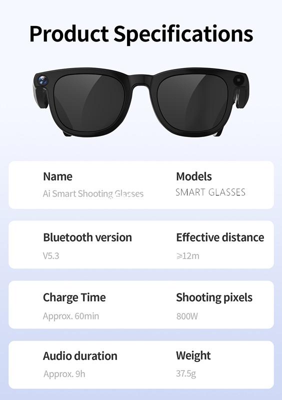 Hot TikTok Toy Addictive Party Fun New E02 Meta Smart Glasses with Camera 8MP WIFI Transfer Gesture Control ChatGPT Men Women Outdoor AI Smart Glasses