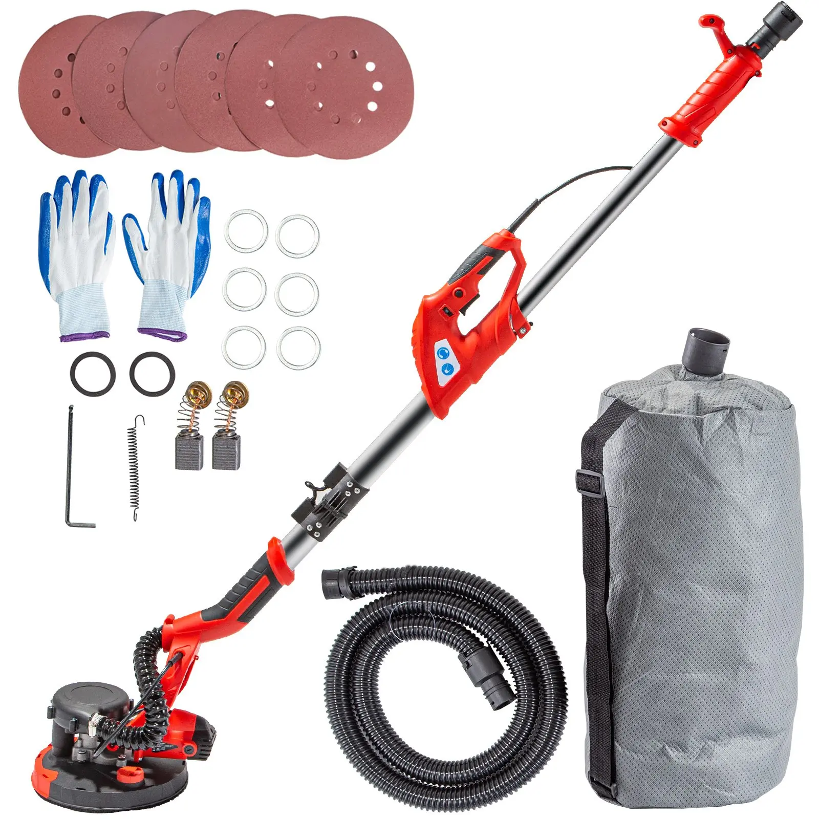 【DealsForYouDays】VEVOR Drywall Sander 850W Electric, Electric Sander Variable Speed 800-1750RPM, Drywall Sander Foldable Sheetrock Sander, with Telescope Handle, Vacuum Bag Drywall Sanders 6 Sand Pads