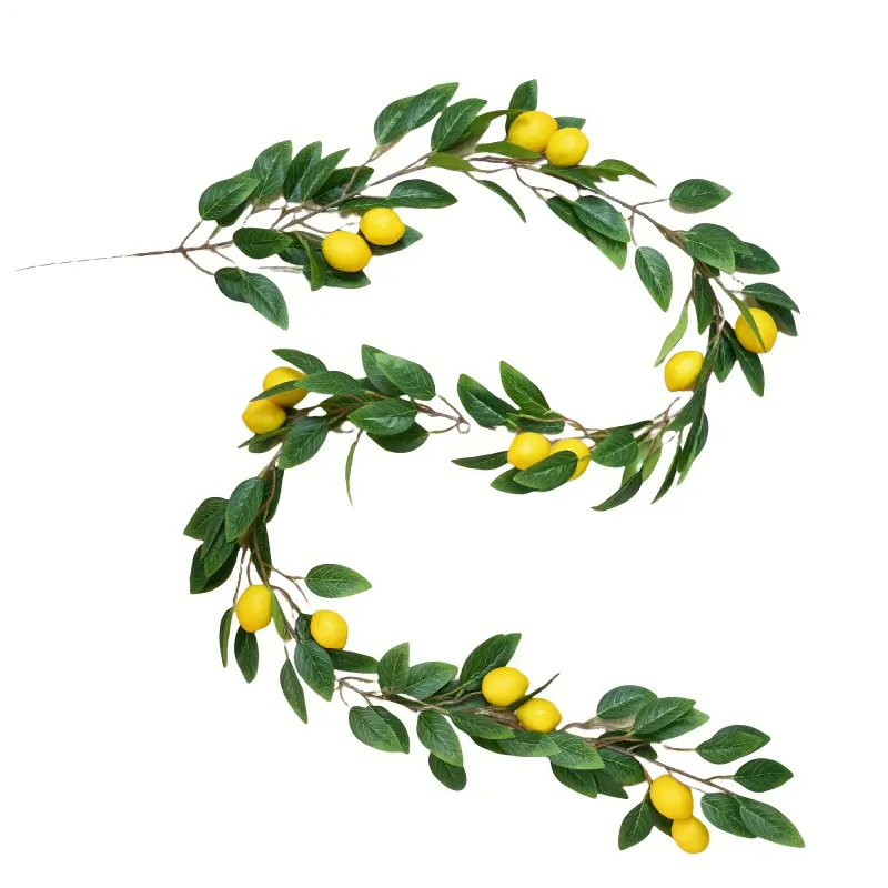 1 Piece, Lush Artificial Fruit Vine, 16 Lemons, Lifelike Yellow Lemons, Simulated Plant Home Decor, Fireplace, Dining Table, Stair Railing, Spring Summer Decor, Lemon Party Decor, Wedding, Easter, New Year