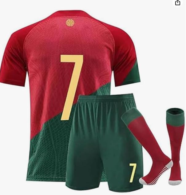 Portugal Soccer Legend #7 Jersey Fan Kids Unisex Jersey/Shorts Youth Sizes For 4-13 Years Trainnng Uniforms for Children