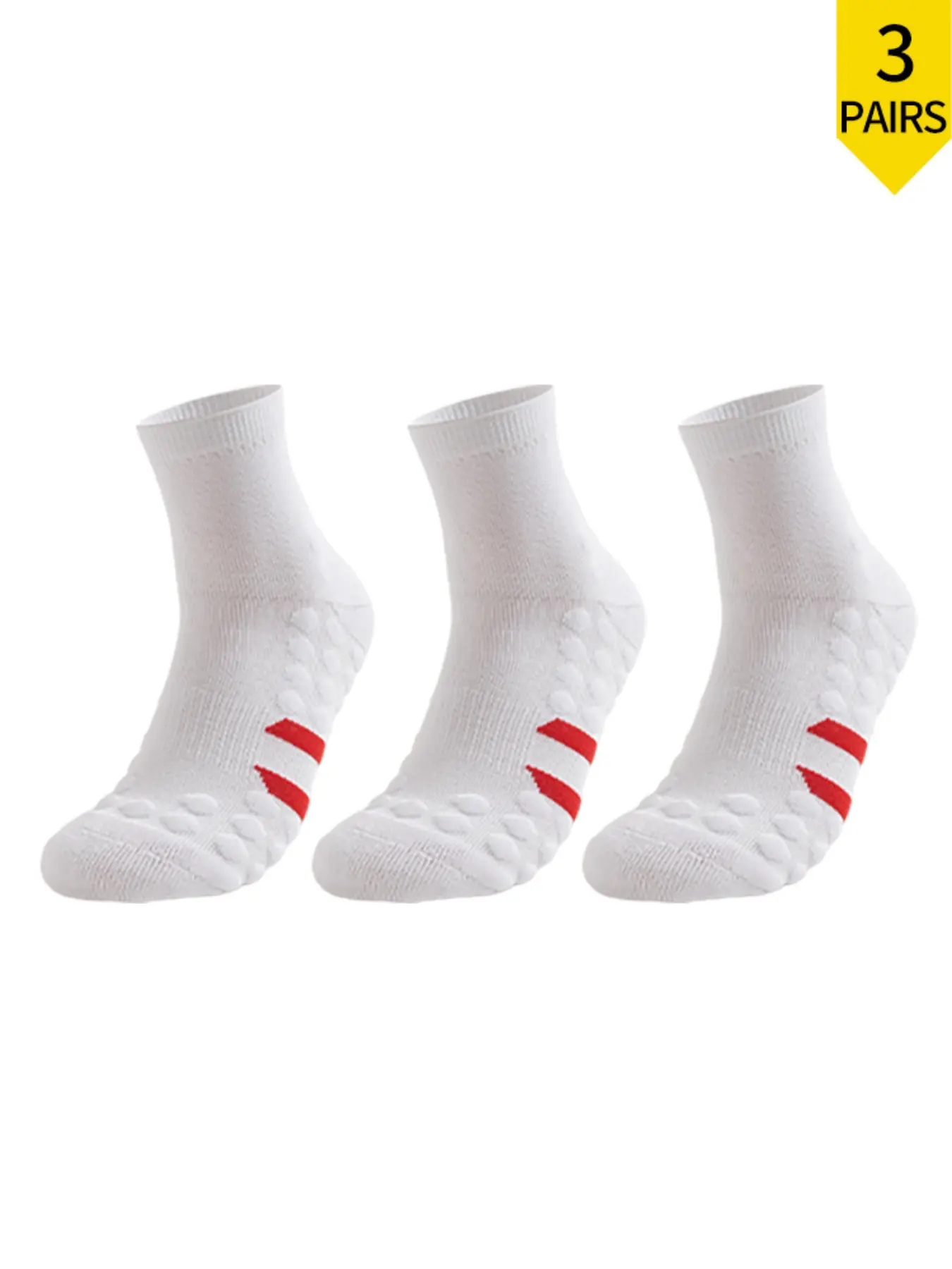【3 pairs】Unisex Mid Calf Running Socks Terry Non Slip Breathable All Season Athletic