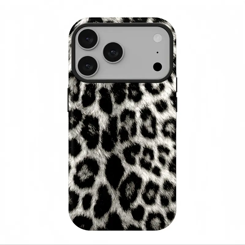 Vintage Black White Leopard Print Smartphone Case - Dual-Layer Shockproof Casing with Protection, Mobile Phone Accessory Compatible with iPhone 17 Pro Max,16,15,14,13,12, Ideal for Local Gifting