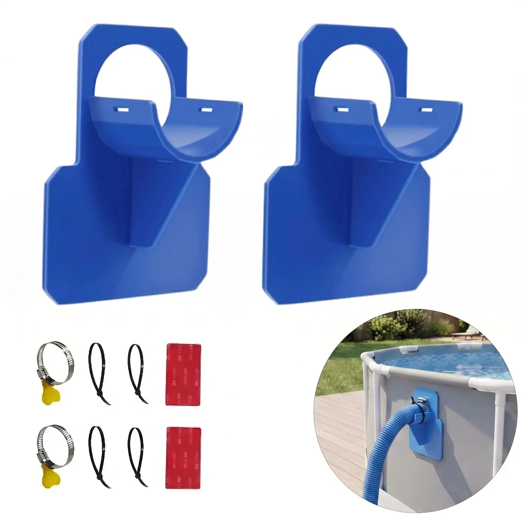 AOUO  2 Pack Above Ground Pool Hose Holder, Pool Pipe Support Bracket, Pool Filter Hose Mount Bracket, Prevent Hose Sagging, Pool Accessories for Above Ground Swimming Pools