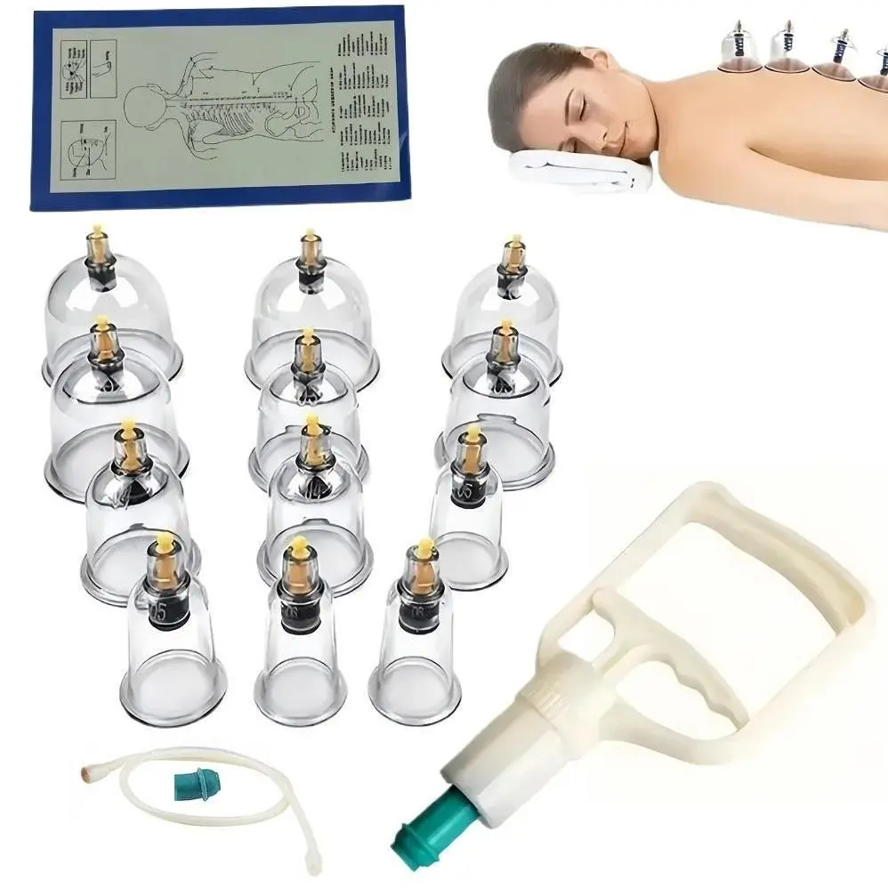 12-Piece Cupping Therapy Set, Vacuum Suction Cupping Apparatus for Pain Relief, Muscle Relaxation Tool for Home Use, Adjustable Suction for Back, Neck, Waist Massage