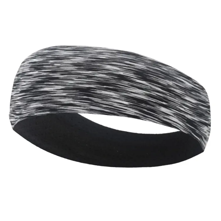 Unisex Elastic Sports Headband - Double Layer, Breathable, Sweat-Absorbent Head Wrap (1 Size, All Blue Stripes) for Yoga, Running, Daily Workout, One Size, Navy Blue