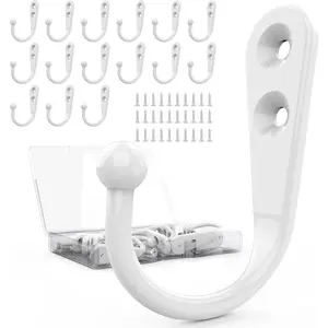 Coat Hooks for Wall, Decorative Hanging Hooks for Coats, Hats, and Bags (15, White)
