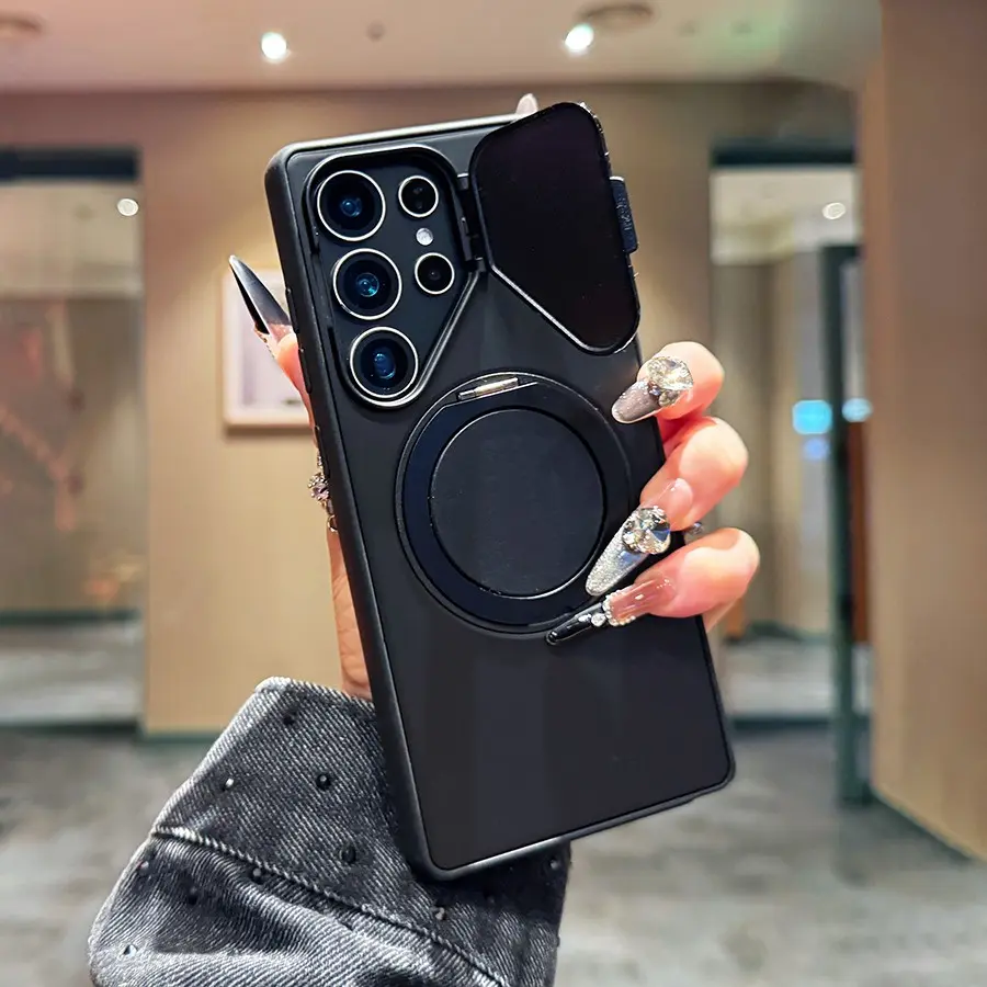 Multi-Functional Phone Case for Samsung Galaxy S26 S25 S24 Ultra/plus, Camera Flip Cover, 360 Rotating Stand, Magnetic Accessories Compatible