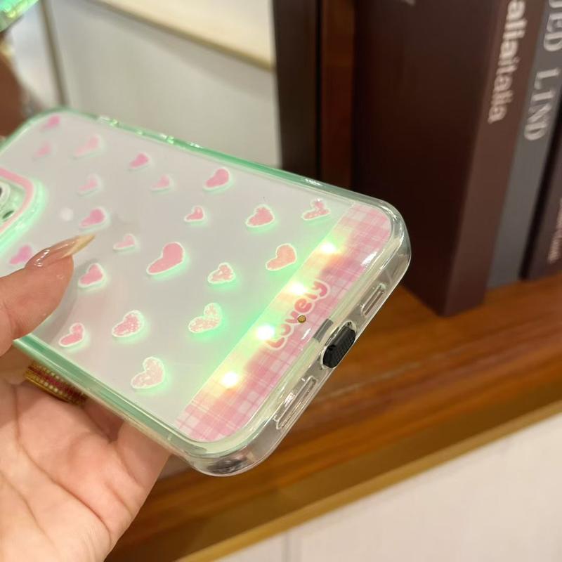 LED Love Phone Case, Compatible with iPhone 17/16/15/14/13/12/11 Pro/Pro Max/Plus, iPhone 17 PRO MAX, Stylish Protective Cover, Unique Design for Daily Use, Protective Casing