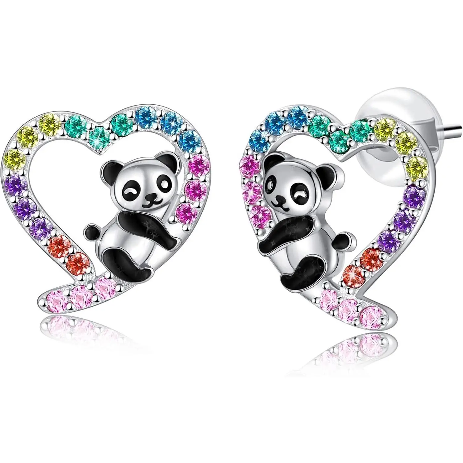 Hypoallergenic 925 Sterling Silver Cute Animal Stud Earrings for Women Girls - Sloth, Panda, Koala, Cat Heart Design, Colorful Jewelry Gift for Sensitive Ears(Gift)