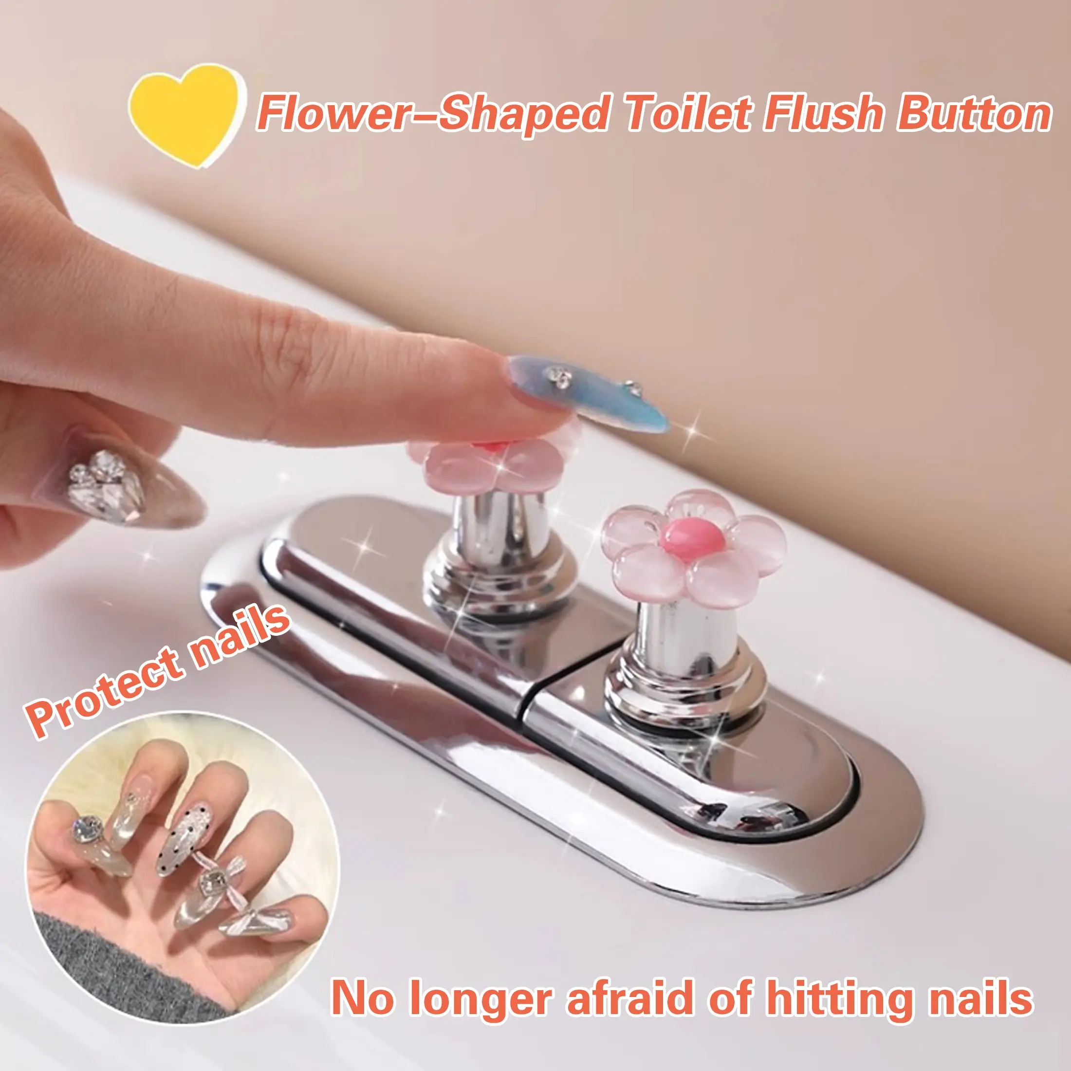 Floral Bathroom Buttons Set, /lavender Toilet Tank Switch, Easy Install Bath Decor, Durable Plastic Replacement Knob, Valentine Gift
