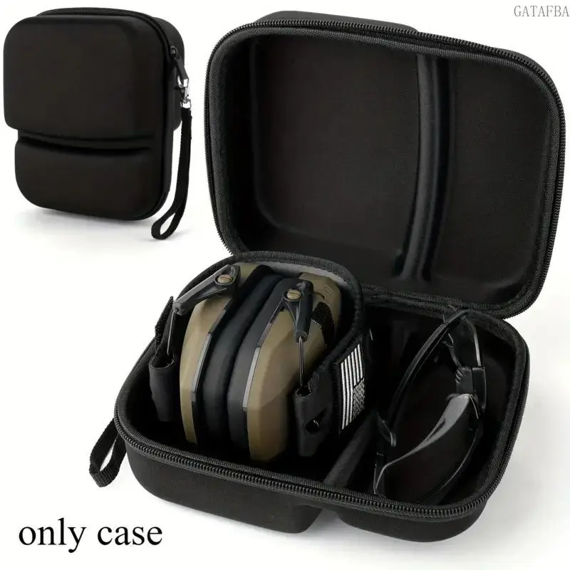 Slim EVA Hard Zipper Storage Case, portable protective carry bag for noise‑cancelling ear muffs and headphones. Universal fit for shooting, outdoor travel and daily commute, fashionable and elegant design.