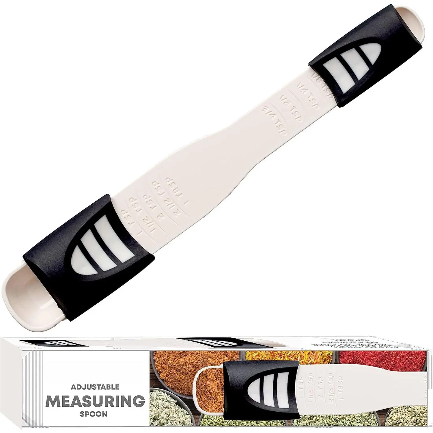 Adjustable Measuring Spoon with Double End Adjustable Scale, 9 Stalls  in  Measuring Spoon, Wide Range of Measurements - Dry and Semi-Liquid Ingredients for Baking, Cooking