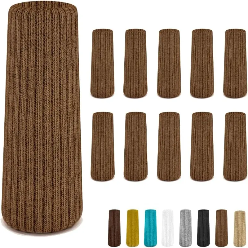 24 Pcs Brown Premium Chair Leg Socks Protectors for Hardwood Floors - Do not Easily Fall Off - Very Easy to Put on - Fits All Leg Shapes - High Elastic Bar Stool Leg Covers - Furniture Pads