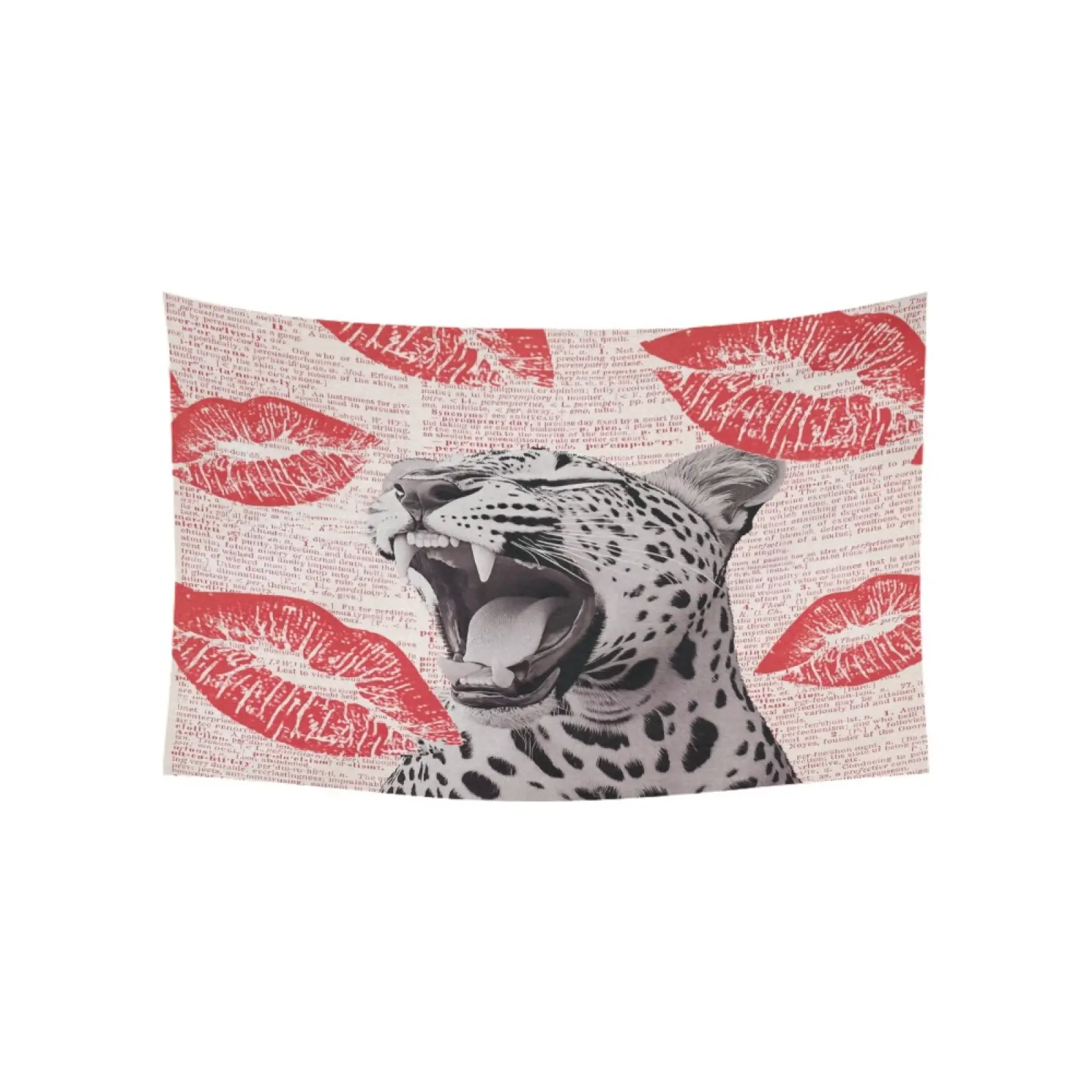Retro Trendy Leopard Tapestry Wall Hanging, Cheetah Leopard Room Decor, Vintage Funky Cheetah Print Lips Wall Blanket Decor for Girls Bedroom Dorm Apartment Home,