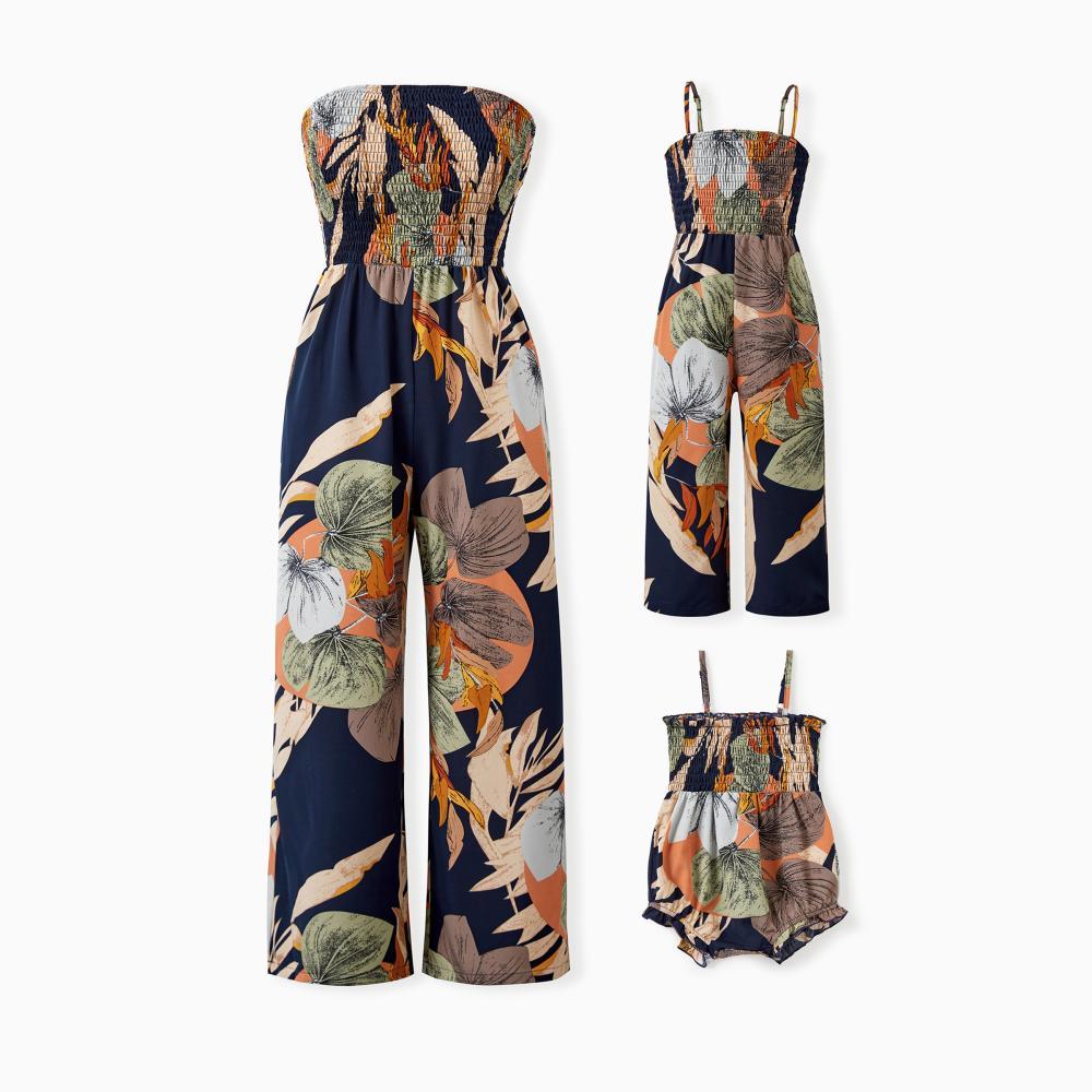 PatPat Family Matching Tropical Floral Print Jumpsuits for Mommy and Me Womenswear Piece