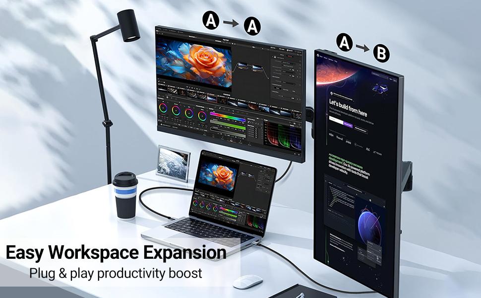 USB C to HDMI Cable 4K@60HZ (2M/6.6FT), USB C to HDMI Adapter New Nylon, USB-C to HDMI Cable Unidirectional [Thunderbolt 3/4 Compatible] for MacBook Pro/Air, iPad Pro,Samsung S Serise, Accessories, Nylon Braid