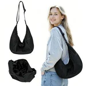 1pc Women Dumpling Shaped Tote Bag, durable oxford crossbody purse, ample inner storage, adjustable comfy strap, easily holds cosmetics, daily essentials and stationery, versatile casual design for office commute and everyday outings