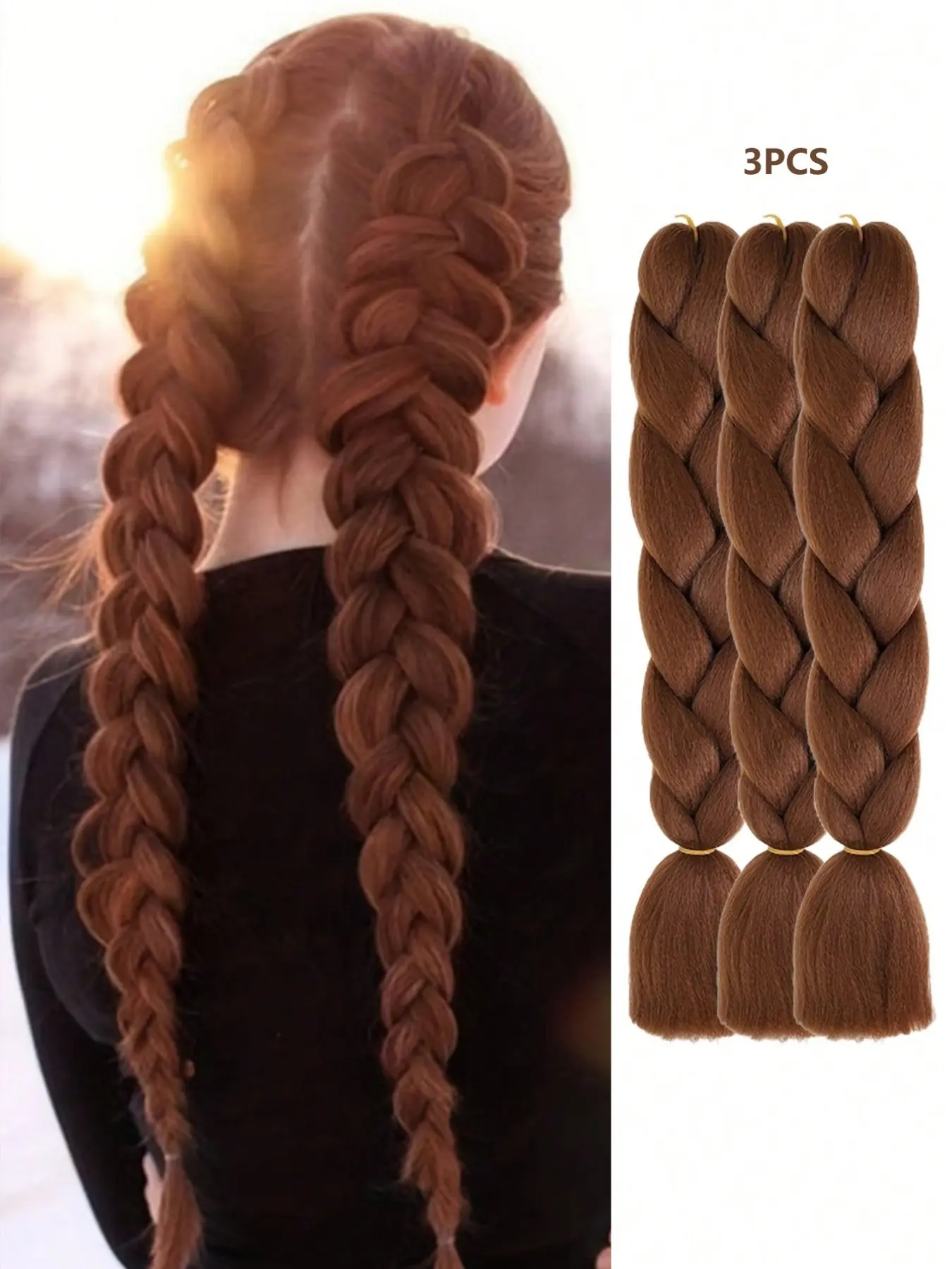 24-Inch Pre-Stretched Braiding Hair (Available in Multiple Colors) – 3-Bundle Value Pack; High-Temperature Synthetic Fiber for Crochet Twists and Braids; Suitable for Daily Wear, Parties, Holidays, Carnivals, and Music Festivals.