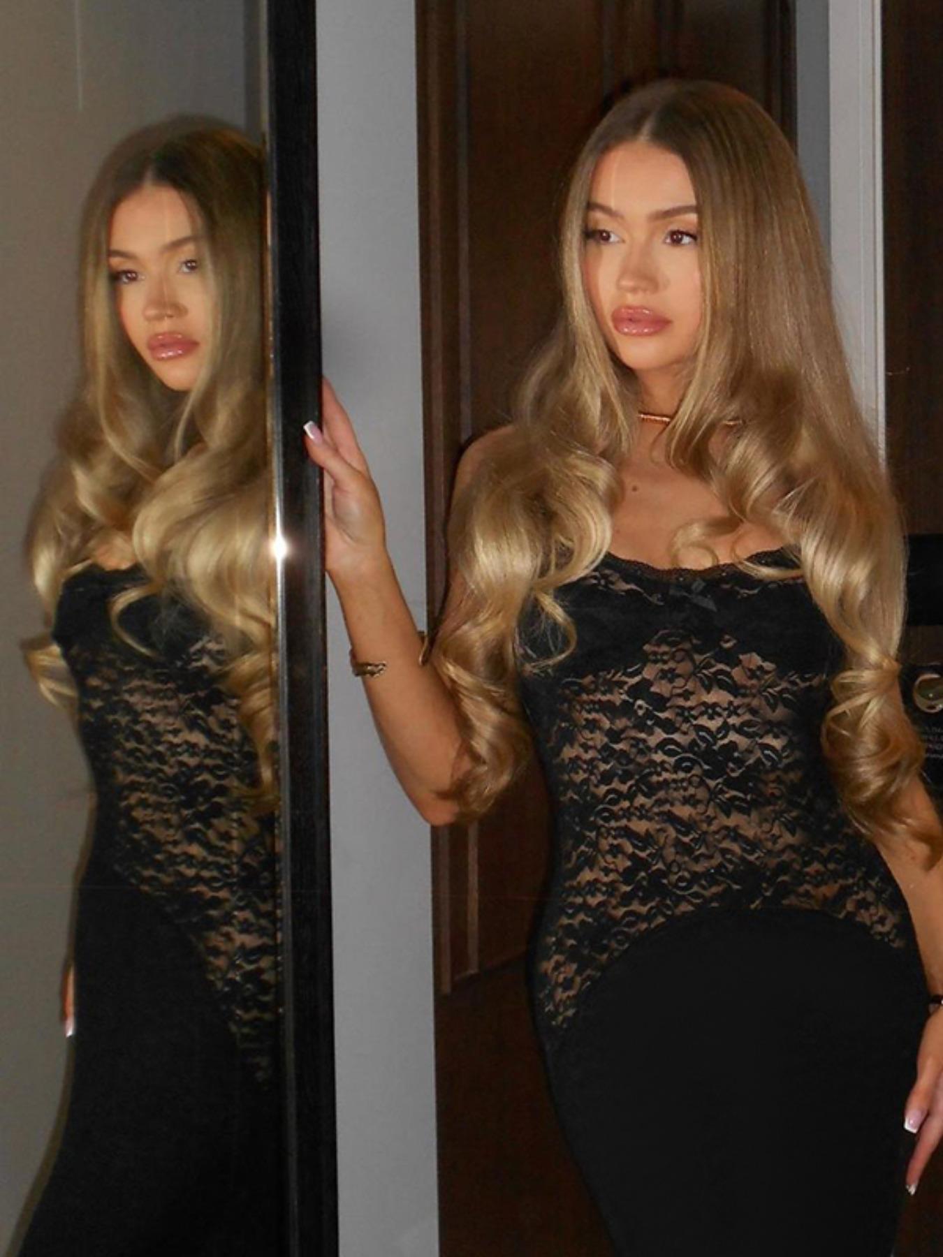 Women's Solid Color Lace Dress, Sexy Fashion Cami Dress for Party Club Dating Wear, Women's Dress for Summer