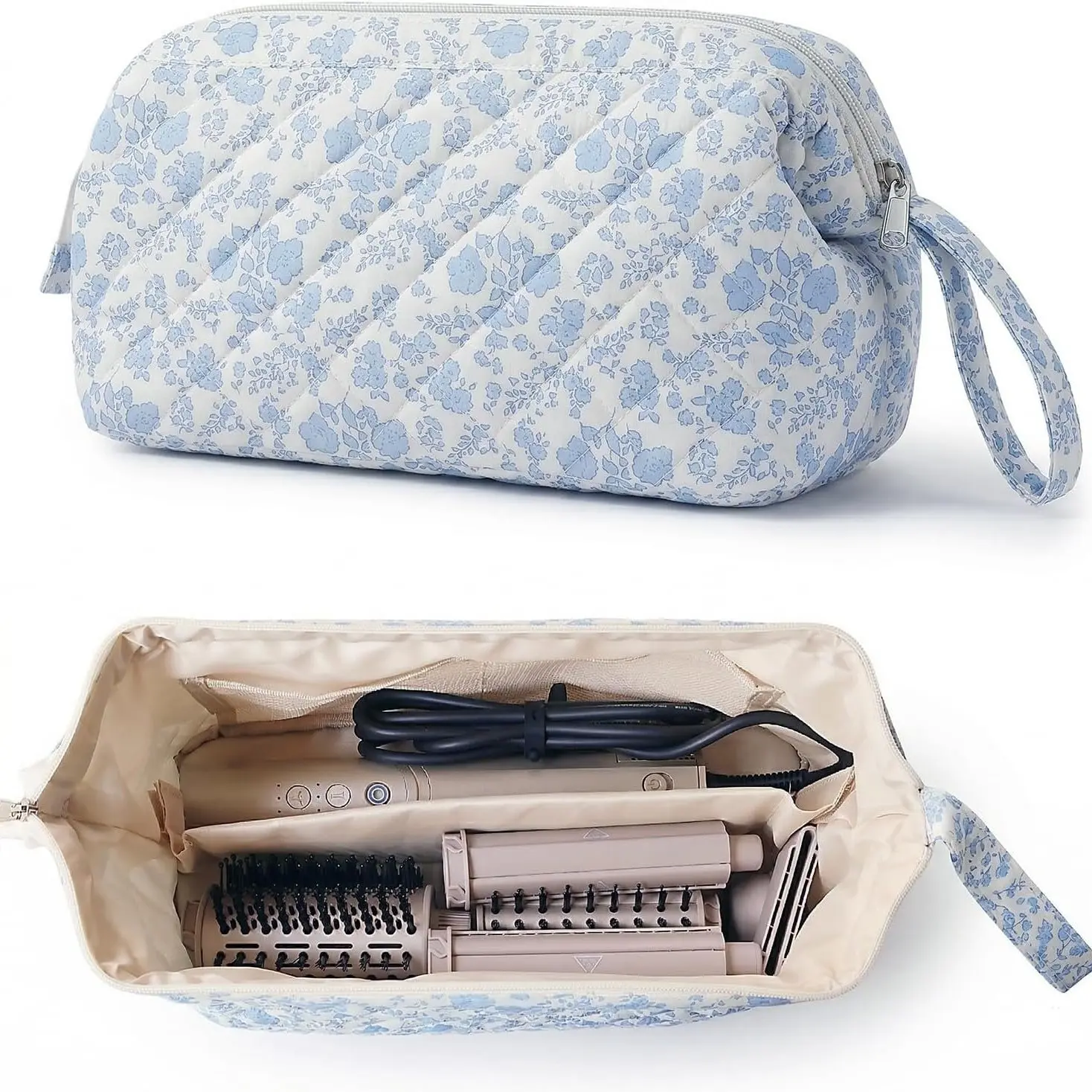Hair Tool Travel Bag, Floral Hair Tool Kit for Hair Dryer and Curling Iron, Dust-Proof Travel Grooming Organizer, Ideal for Travel, Portable Travel Accessory