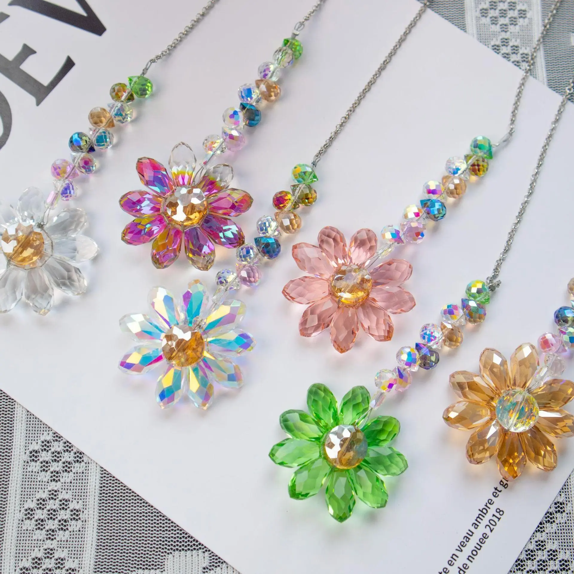 Crystal Sunflower Suncatcher Hanging Ornament, Home Window Car Decor Pendant, Birthday Holiday Gift