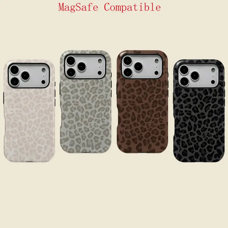 [MagSafe Compatible]Leopard Cheetah iPhone Case for 11 12 13 14 15 16 17 Pro Max Tough Case, Aesthetic Design Phone case, Gift