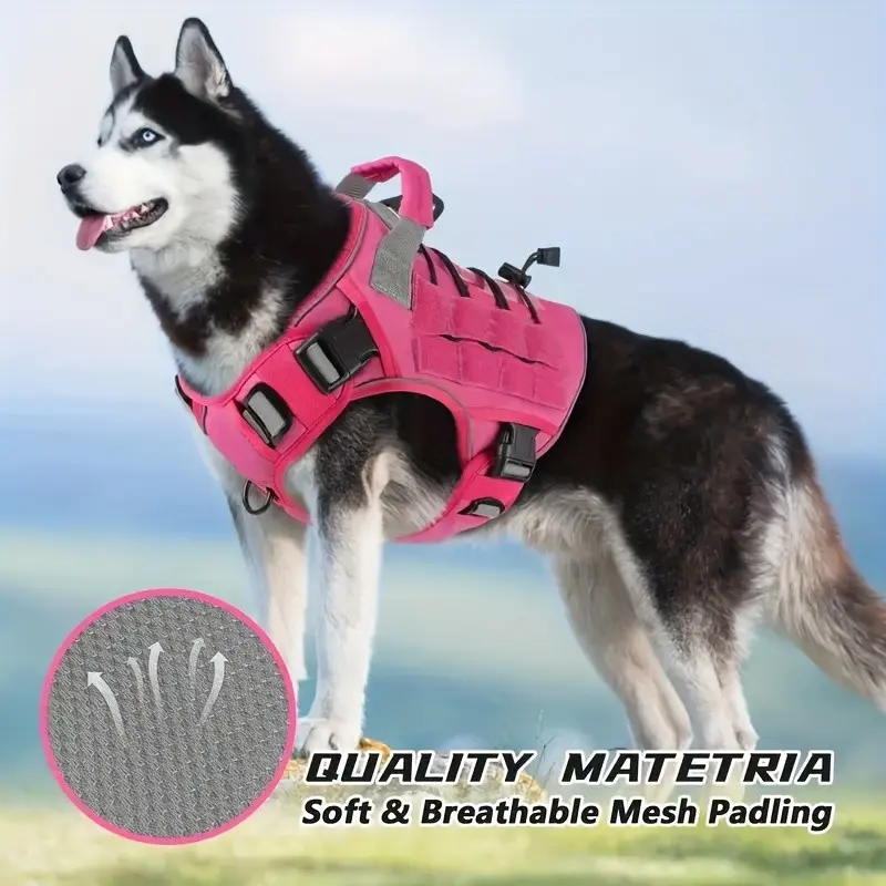 Adjustable Dog Harness with Handle, No Pull Harness, Tactical Service Dog Vest, Anti-Pull Panel, Ideal for Walking and Training, Comfortable Pet Gear