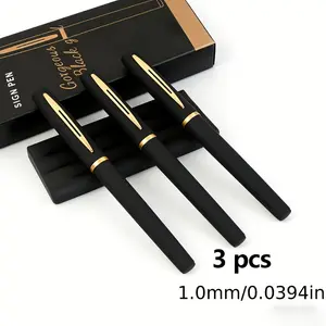Pack of 3 black gel pens, Gel Pen Set, large capacity pens with a 1.0mm wide tip, suitable for business, office, signature, school calligraphy practice, and daily writing.