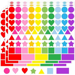 2016 count Colored Shape Stickers 10 Colors 6 Shape Dot Stickers Color Coding Labels for Classroom,Office,Etc(Round,Hearts, Stars,Triangle,Square,Rectangle)