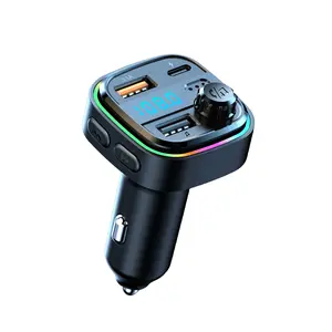 Car Mp3 Player BT-compatible 5.3 Wireless Fm Transmitter, Car Charger Type-C/USB Fast Charging, USB Drive Playback, RGB Lights, Hands-Free Call Support