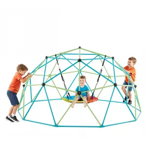 【DealsForYouDays】VEVOR Climbing Dome, 10FT Geometric Dome Climber with Saucer Swing, 1000LBS Loading Kid's Jungle Gym Playground, Easy-Assembly Outdoor Backyard Climbing Equipment for Boys Girls 3 to 10 Years Old