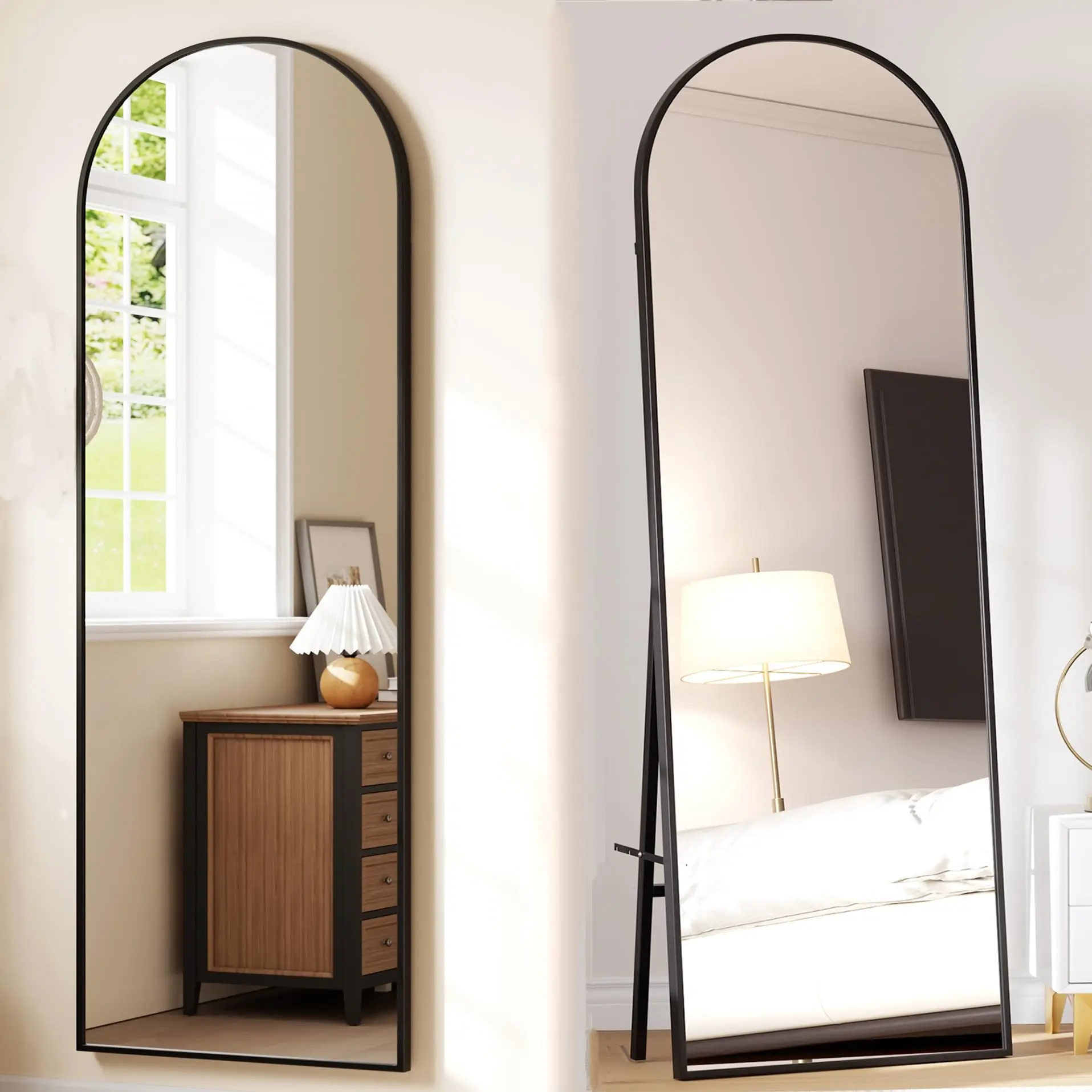 Garvee Arched Full Length Mirror 65"x 22" Freestanding/Wall Mounted