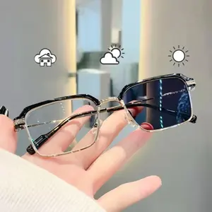 Photochromic Reading Glasses +1.00 – Anti Blue Light UV Protection Lightweight Black Gold Eyewear for Men & Women