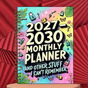 2027-2030 Monthly Planner Notebook, Lock Key Themed Spiral Notebook, with Labels Four-Year Calendar, 48-Month Organizer, High-Quality Paper Diary, Suitable for Home, Office, and School