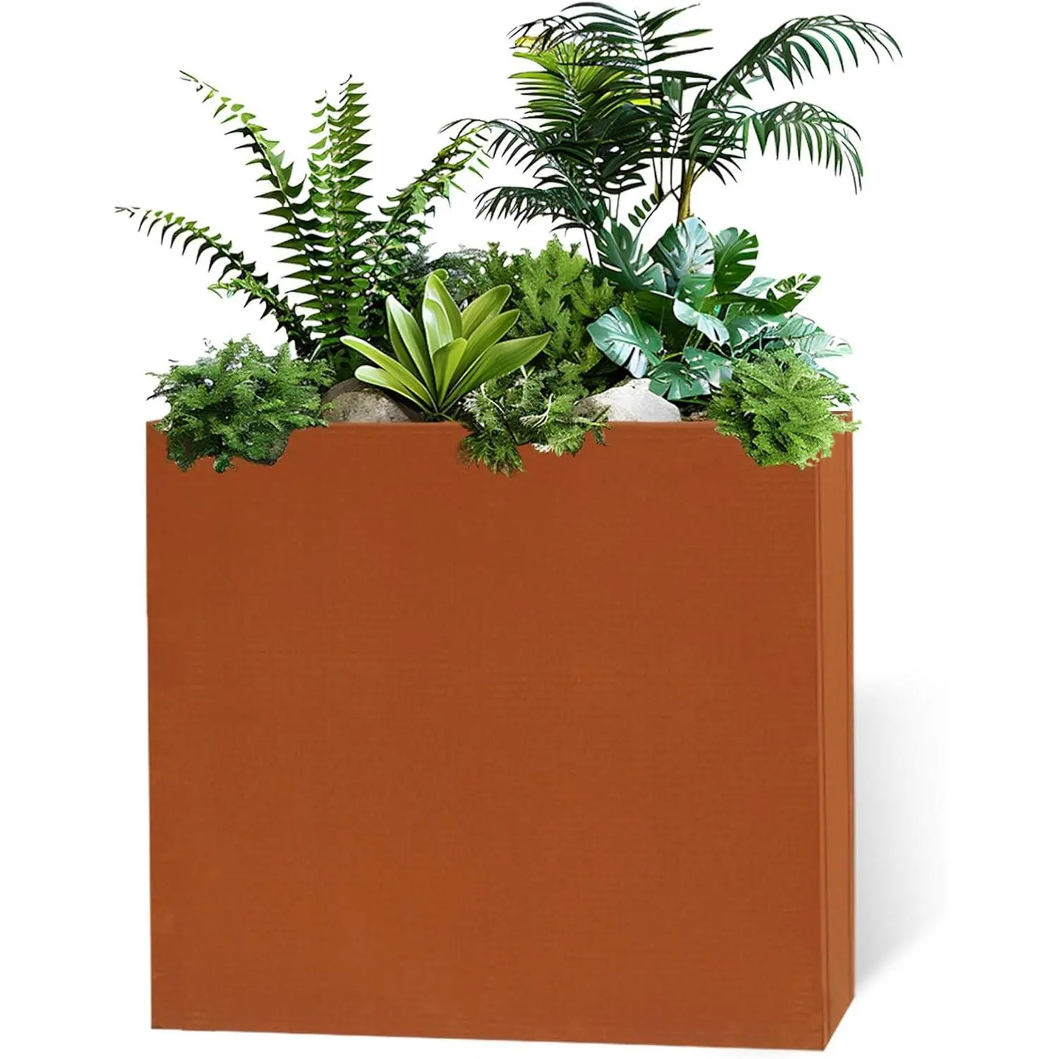 Corten Steel Planter 24" L x 10" W x 24" H Rusted Metal Rectangular Planter