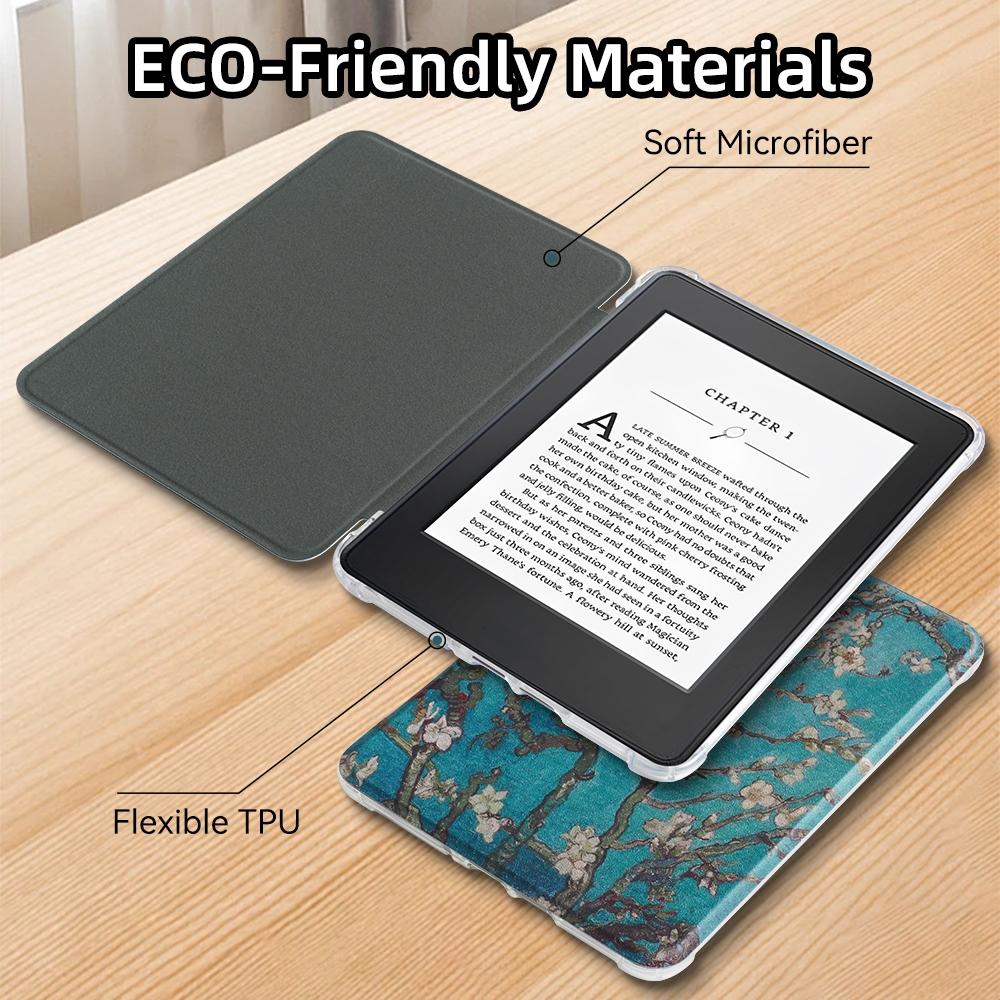 Portable Floral Pattern E-reader Case with Auto Sleep Wake Function, 1 Count E-reader Protective Cover, E-reader Accessories Compatible with Kindle