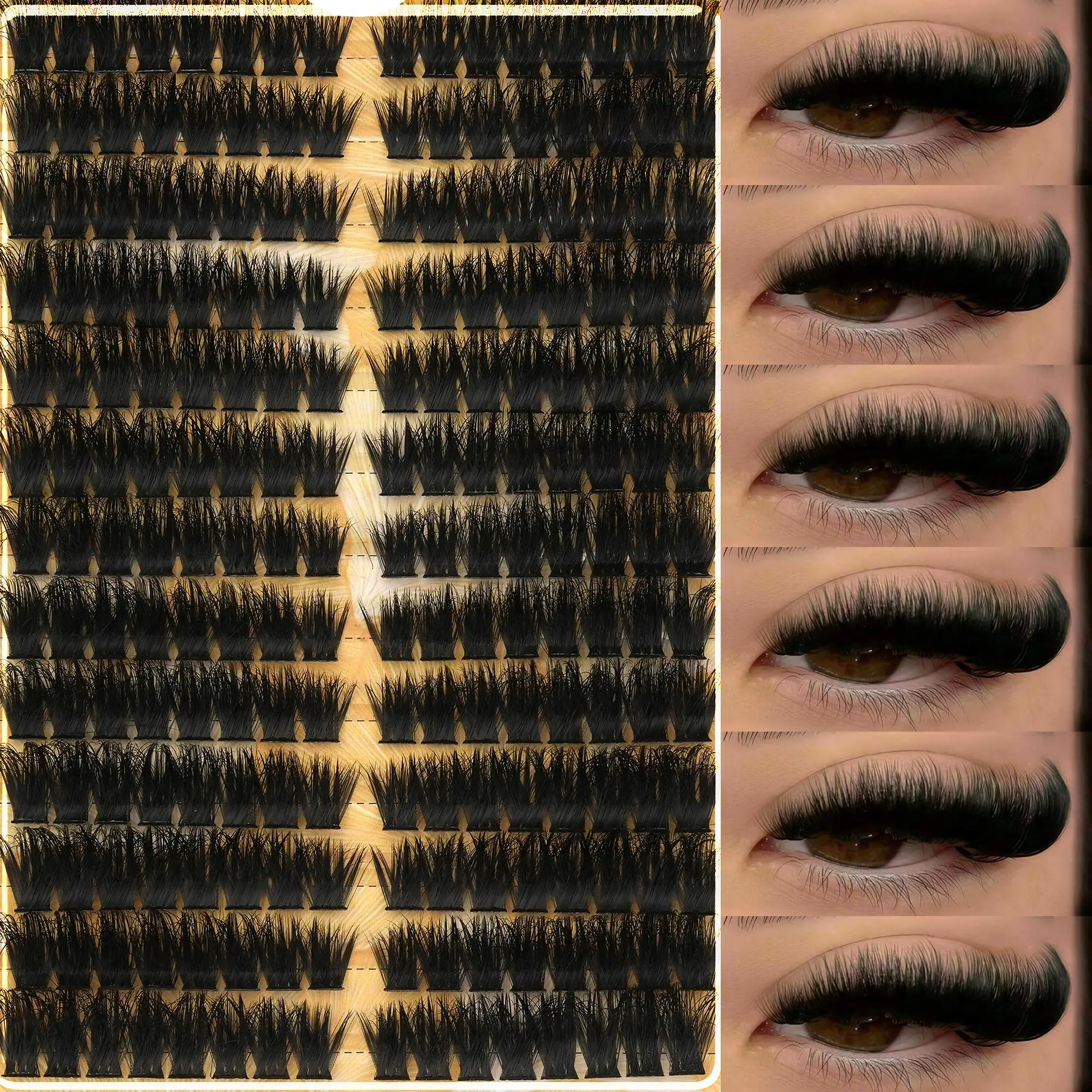 208 Pcs 3D Volume False Eyelashes, Natural Dense Fluffy Single Cluster, Multi-Length Layered Design, Stem, Easy DIY Lash Extension, Volume Lash Clusters
