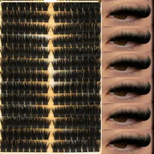 208 Pcs 3D Volume False Eyelashes, Natural Dense Fluffy Single Cluster, Multi-Length Layered Design, Stem, Easy DIY Lash Extension, Volume Lash Clusters