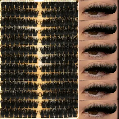 208 Pcs 3D Volume False Eyelashes Natural Dense Fluffy Single Cluster, Multi-Length Layered Design, With Stem, Easy DIY Lash Extension, Volume Lash Clusters