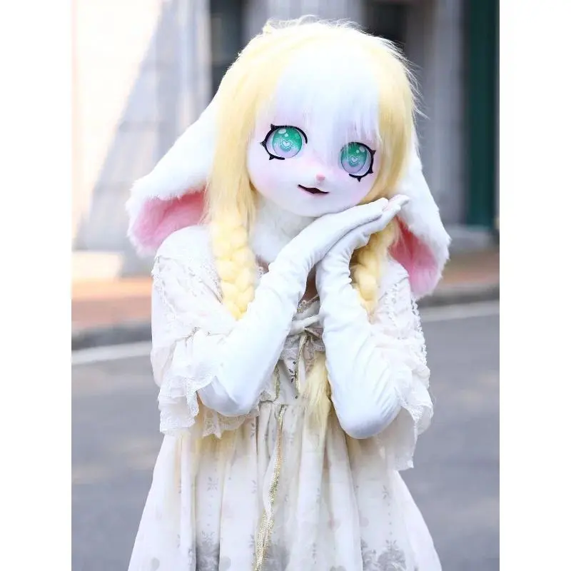Kigurumi Fursuit Furry Head Mask One Size Elastic & Neck Buckle Anime Cosplay Headgear for Lolita Comic Con Performance Party