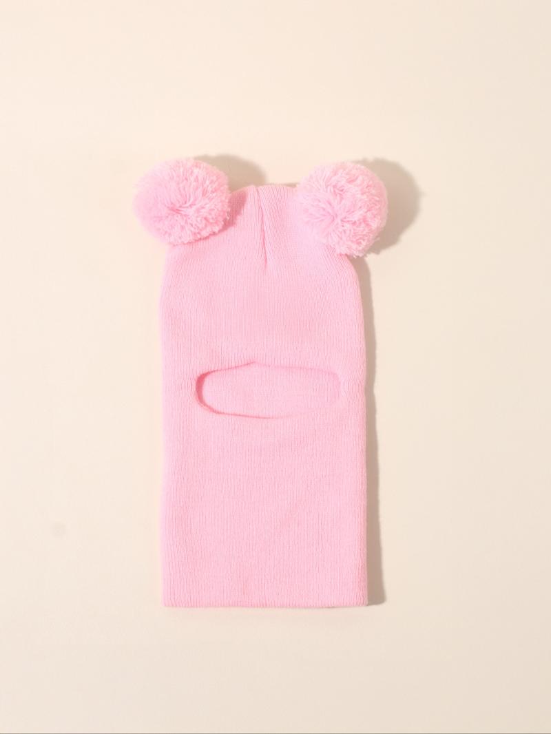 Pom Pom Knit Hat for Babies 1-3 Years Old, Warm Winter Beanie for Outdoor Use, Casual Style Daily Cap, Moderate Fabric Thickness, Winter Skull Cap