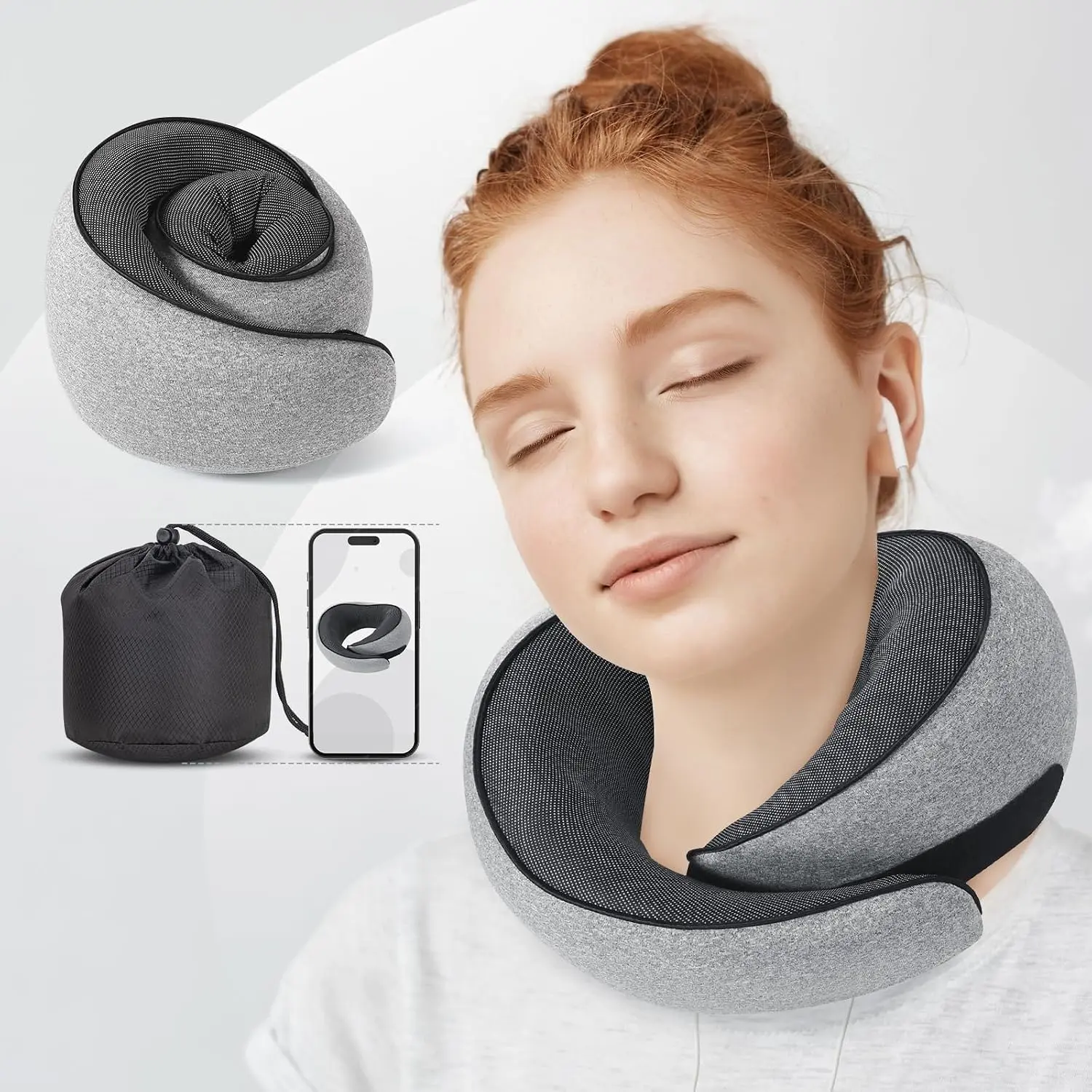 Travel Pillows for Airplanes,360° Support Stowable Travel Pillow, Neck Pillow Airplane with Memory Foam Portable Travel Neck Pillow for Traveling, Suitable for Airplanes, Offices, and Cars