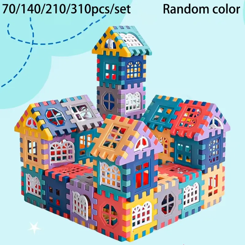 Multi-Size 70-310 Pcs Color Random Building Bricks, Realistic Window Design, DIY Villa Construction Toy, Toddler Preschool Learning Game