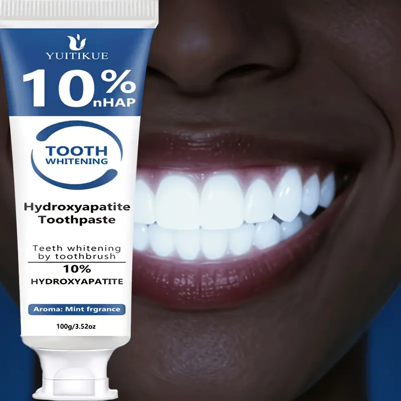 Hydroxyapatite Toothpaste, 10% Hydroxyapatite Tooth, Peppermint Essential Oil Deep Cleaning Paste, Fresh Breath Strengthen Dental Care, Basic Cleaning, Suitable for Everyone