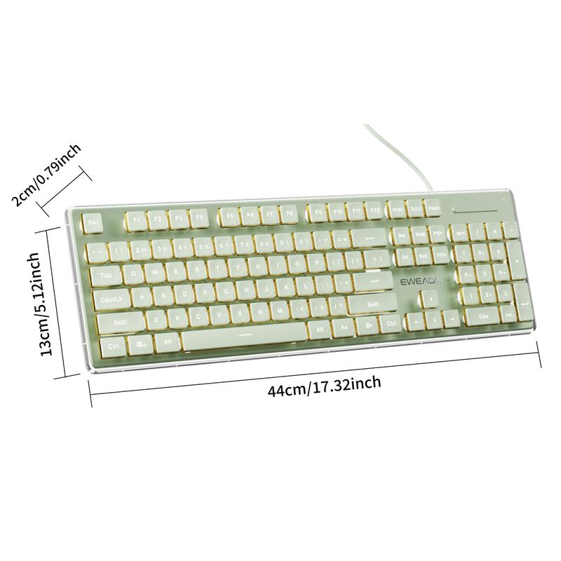 EWEADN V3 Wired Gaming Keyboard, Mechanical Feel Backlit Office Keyboard, Ergonomic Design Portable Keyboard, Compatible with Windows Laptop PC, Mechanical Game Keyboard