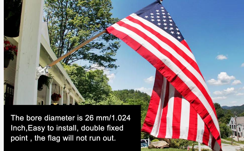 Stainless Flag Pole Holder,Wall & Estate Flag Pole Bracket, Flag Pole mounting Bracket 2 Positions for 1" Flag Pole (Silver)