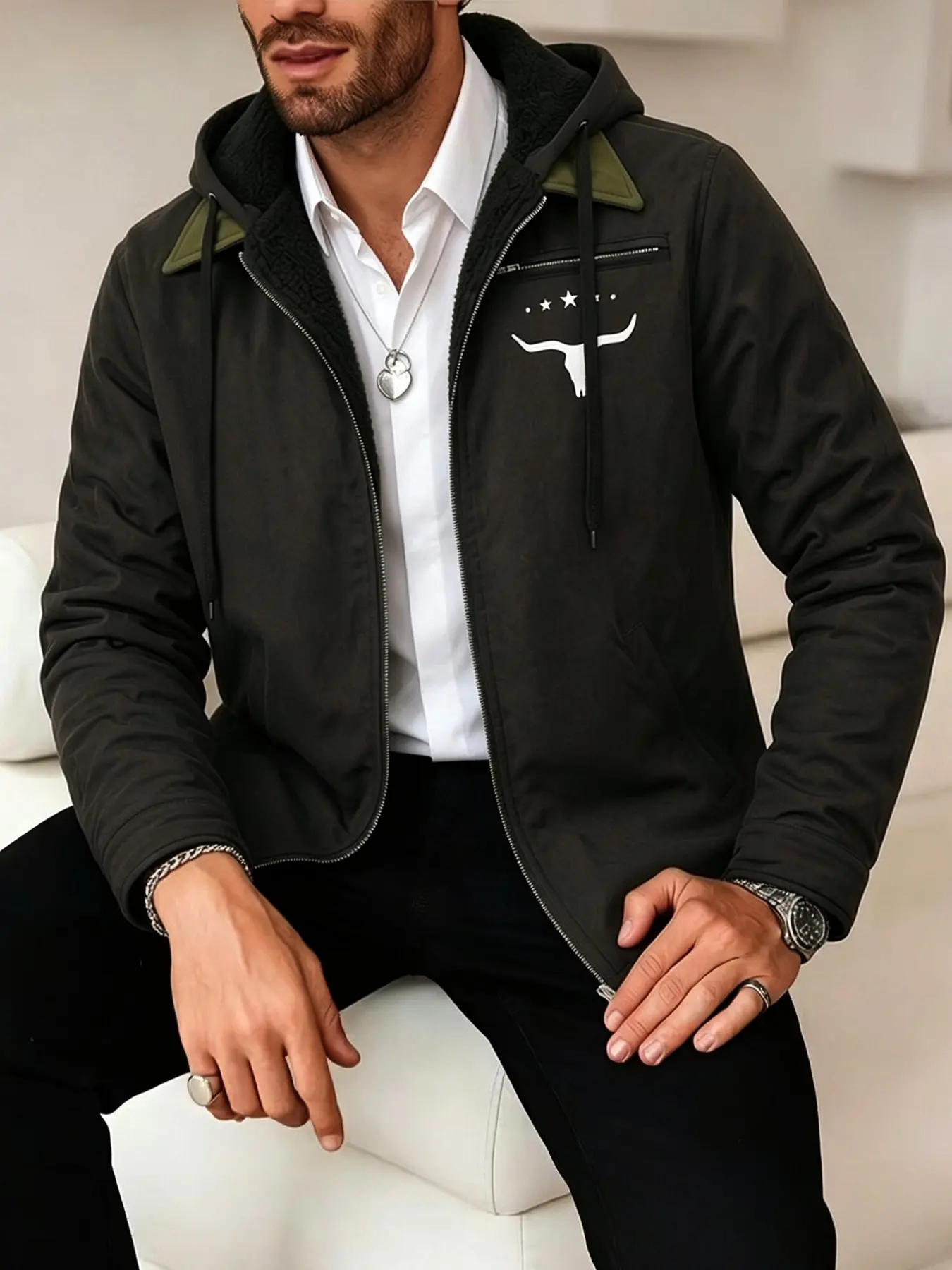 Men's Fashion Hooded Jacket, Vintage Workwear Style, Warm Hiking Coat, Spring Autumn Outdoor Casual Streetwear, Trendy Men's Outerwear