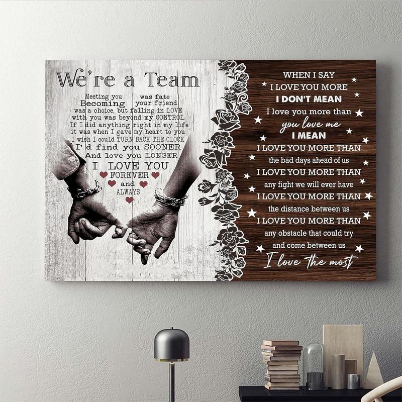 NBHYK Personalized We're A Team Couple Poster for Him Her Husband Wife Christmas Birthday Anniversary Custom Name Canvas Print Wall Art Home Decor Picture for Bedroom LivingRoom - Decorative Artwork Eco-Friendly Fade-Resistant UV-Protected - Creative
