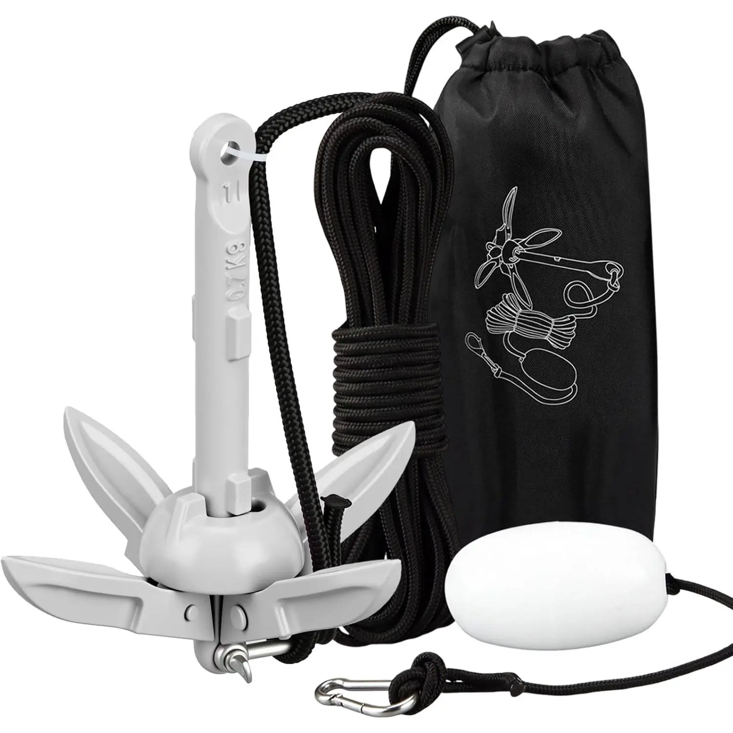 1 Pack 1.5/3.5 lb Marine Kayak Anchor Kit with 40ft Rope and Buoy Folding Grapnel Boat Anchor Kit Kayak Fishing Accessories for Small Boats, Canoe, SUP Paddle Boards